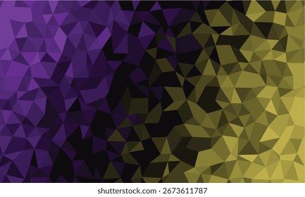 Púrpura y oro geométrico bajo fondo abstracto de polietileno Vector