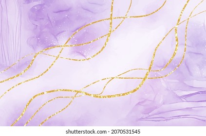 Purple and gold marble abstract textures alcohol ink watercolor background