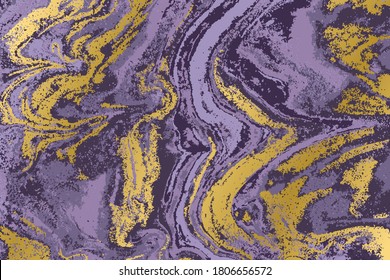 Purple and gold marble pattern. Abstract background. Vector illustration.