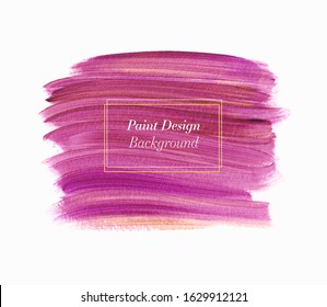 Purple with gold paint brush stroke acrylic abstract background vector. Creative magic hand drawn design. 