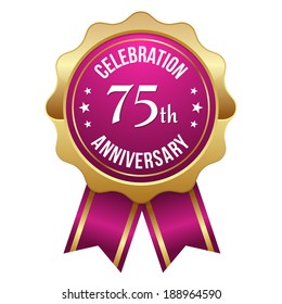 Purple Gold Seventyfive Year Anniversary Badge Stock Vector (Royalty ...