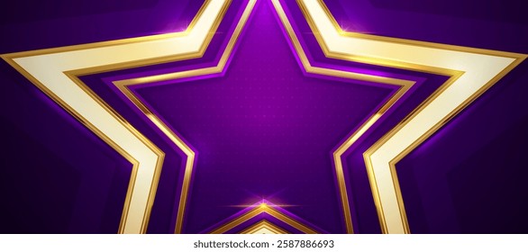 Purple and gold star shape vector luxury background