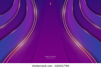Purple and golden lines royal background