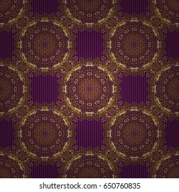 Purple and golden pattern. Seamless pattern oriental ornament in baroque style. Traditional classic vector golden pattern.