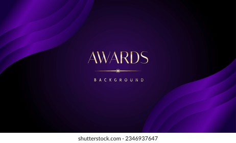 Purple golden royal awards graphics background. Elegant modern template with classy shine.