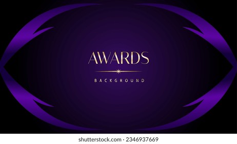 Purple golden royal awards graphics background. Elegant modern template with classy shine.