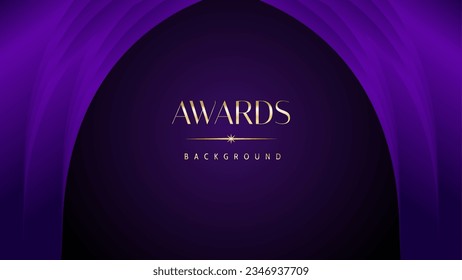 Purple golden royal awards graphics background. Elegant modern template with classy shine.