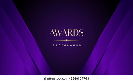 Purple golden royal awards graphics background. Elegant modern template with classy shine.