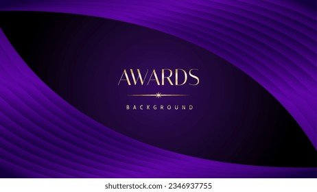 Purple golden royal awards graphics background. Elegant modern template with classy shine.