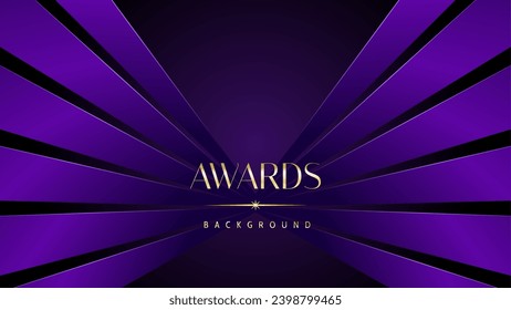 Purple golden royal awards graphics background. Elegant modern template with classy shine.