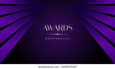 Purple golden royal awards graphics background. Elegant modern template with classy shine.