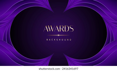 Purple golden royal awards graphics background. Elegant modern template with classy shine.