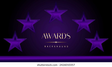 Purple golden royal awards graphics background. Elegant modern template with classy shine.