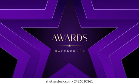 Purple golden royal awards graphics background. Elegant modern template with classy shine.