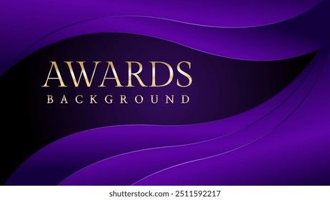 Purple golden royal awards graphics background. Elegant modern template with classy shine.