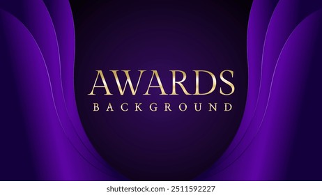 Purple golden royal awards graphics background. Elegant modern template with classy shine.