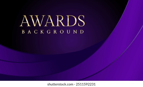 Purple golden royal awards graphics background. Elegant modern template with classy shine.