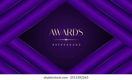 Purple golden royal awards graphics background. Elegant modern template with classy shine.