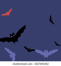 Purple Gothic Black Night Background. Chaos Colorful Creepy Motion Art Flying Bats Fabrics. Eyes Sky Scary Attack Halloween Modern Design. Pink Spooky Retro Red Print Bats Vector Background.