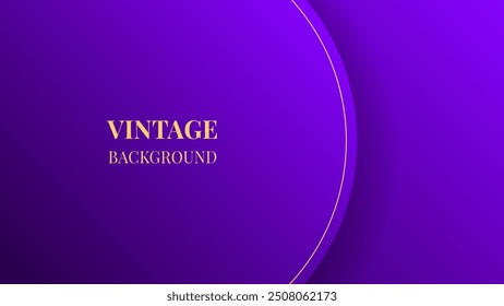 Purple gradient abstract background with gold line border. Vintage geometric pattern. Retro poster or web banner template	
