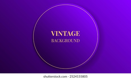 Purple gradient abstract background with gold round, line and shadows. Modern geometric pattern. Shiny poster or web banner template	