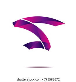 purple gradient abstract icon logo letter sign isolated on white background