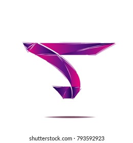 purple gradient abstract icon logo letter sign isolated on white background