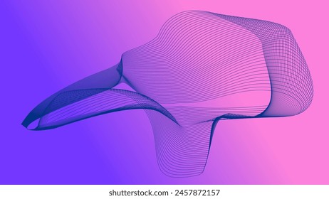 Purple gradient abstract wireframe background. 
