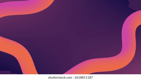 Purple Gradient Background with Gradient Purple Orange Fluid lines. Different shades and thickness Abstract Background