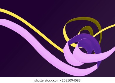purple gradient background with three-dimensional curved line pattern