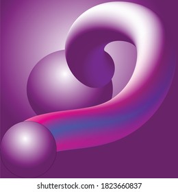 Purple gradient background with visually volumetric wavy cylinder and balls.