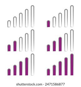 Purple gradient bar charts. Black and white. Data visualization icons. Modern vector set.