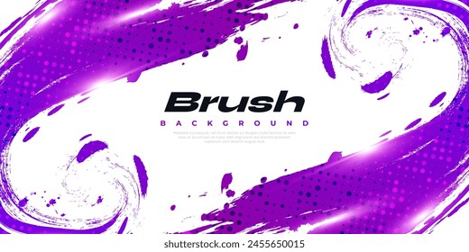 Purple Gradient Brush Texture Isolated on White Background with Halftone Effect. Sport Background with Grunge Style and Glowing Light Effects