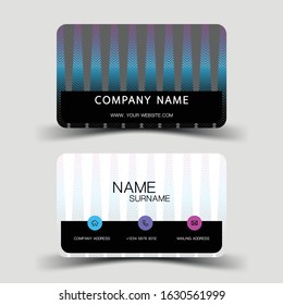 Purple gradient business card design. On the gray background. Vector illustration EPS10. 