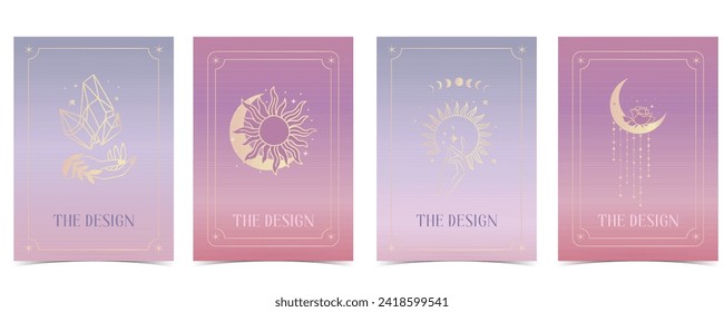tarot de tarjeta de gradiente púrpura para un diseño de ilustración vertical4