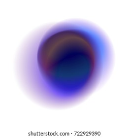 Purple gradient circle isolated on white background. Blue radial spot with round peacock colored texture. Rainbow blurred smoked vector pattern. 