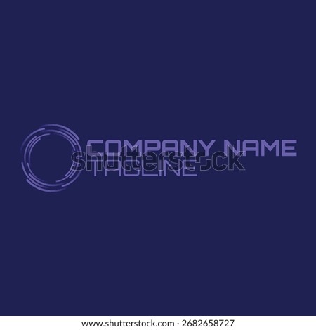Purple gradient circle line technology logo. Tech logo template