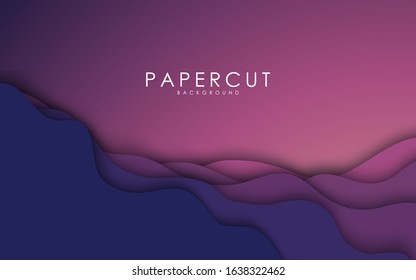 Purple gradient fluid color background. Modern papercut vector illustration.