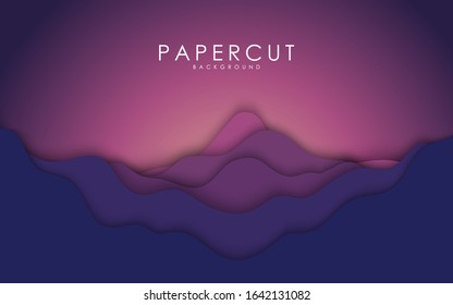 Purple gradient fluid color background. Modern papercut vector illustration.