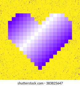 Purple gradient heart on yellow background