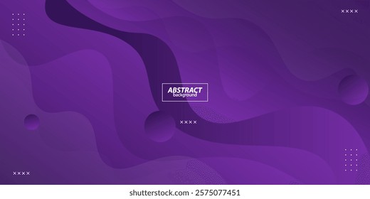 Purple gradient illustration with dynamic background with simple curve and circle pattern style. Cool design. Vector Eps10
