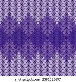 Purple gradient knitted pattern. knitted vector pattern. Seamless gradient pattern for clothing, wrapping paper, backdrop, background, gift card.