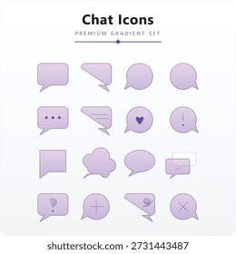 Purple gradient linear speech and chat bubble icons