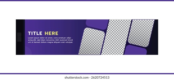 Modelo de Banner LinkedIn de Gradiente Roxo - Espaços Reservados de Imagem - Design Moderno de Capa de Mídia Social