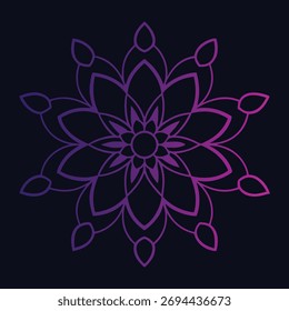 Purple gradient mandala design on dark background floral