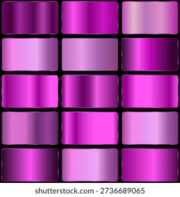 purple gradient palette. Big set of purple gradients. purple metal gradient palette.