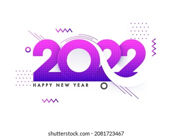Purple Gradient Paper 2022 Number With Dotted Pattern On White Abstract Background For Happy New Year Concept.