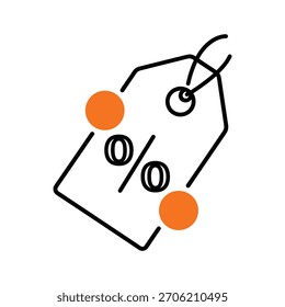 Icono de Comprobante de descuento porcentual de gradiente púrpura para ofertas.