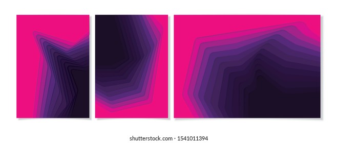 Purple gradient pink paper poster textured with wavy layers. paper cut deeps style.