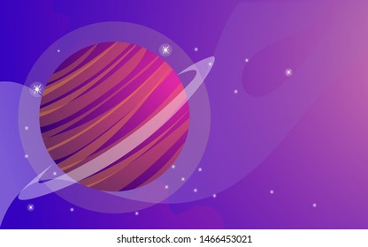 purple gradient planet with star and dust in a space. for website background, banner, and card.